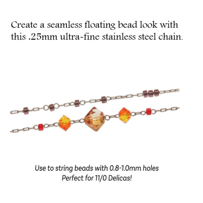 Stainless Steel Bead Chain-.25mm chain-8 meter Spool