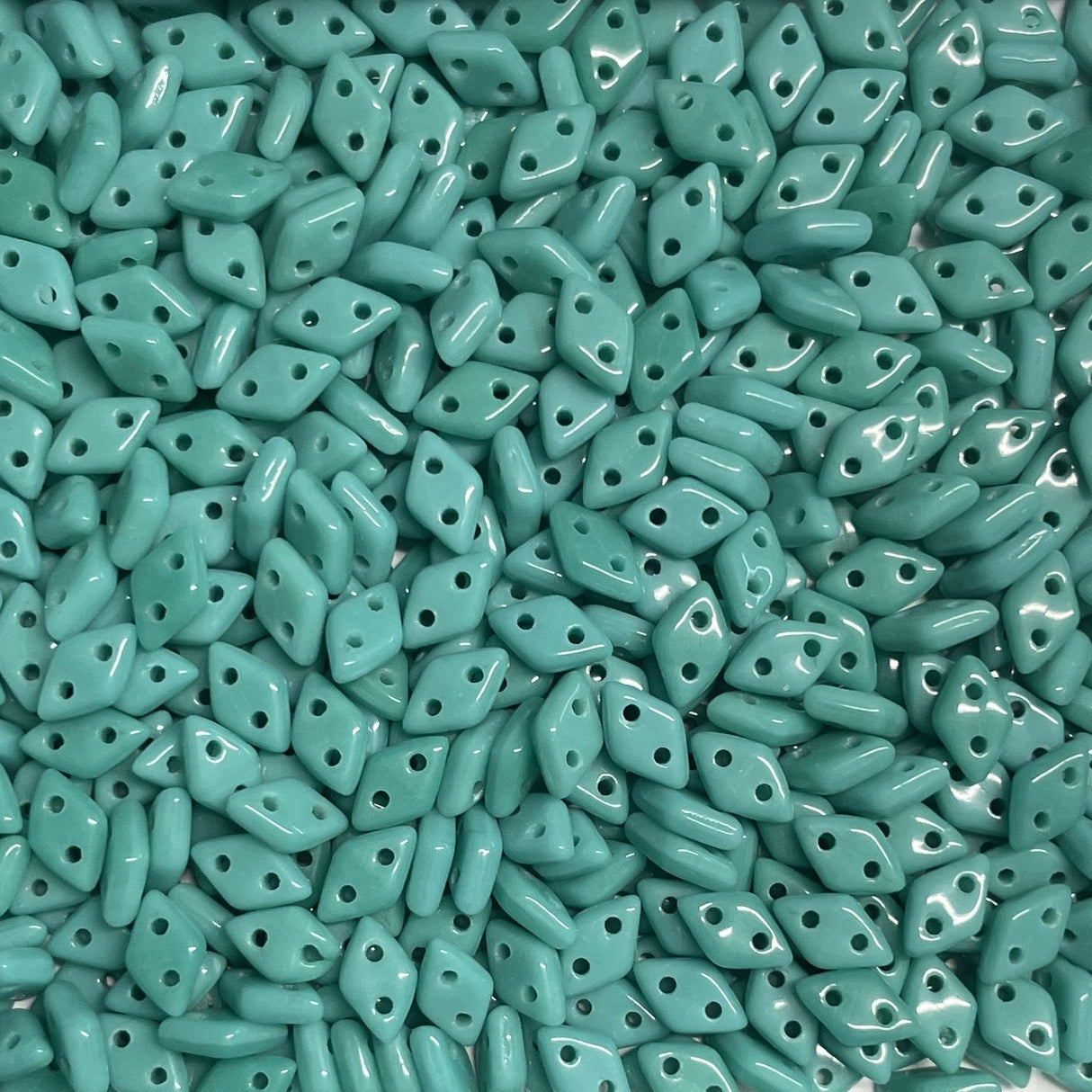 CzechMates Diamond, Turquoise, 2-hole Czech Glass 4x6.5mm ,100 beads