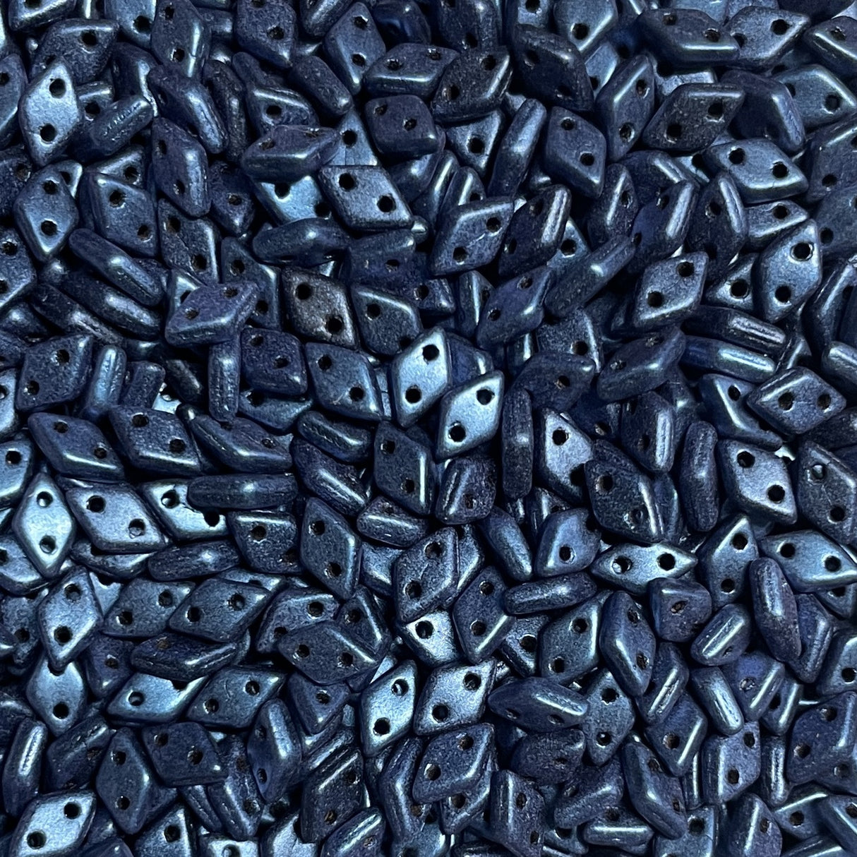 CzechMates Diamond, Metallic Suede Blue, 2-hole Czech Glass 4x6.5mm ,100 beads