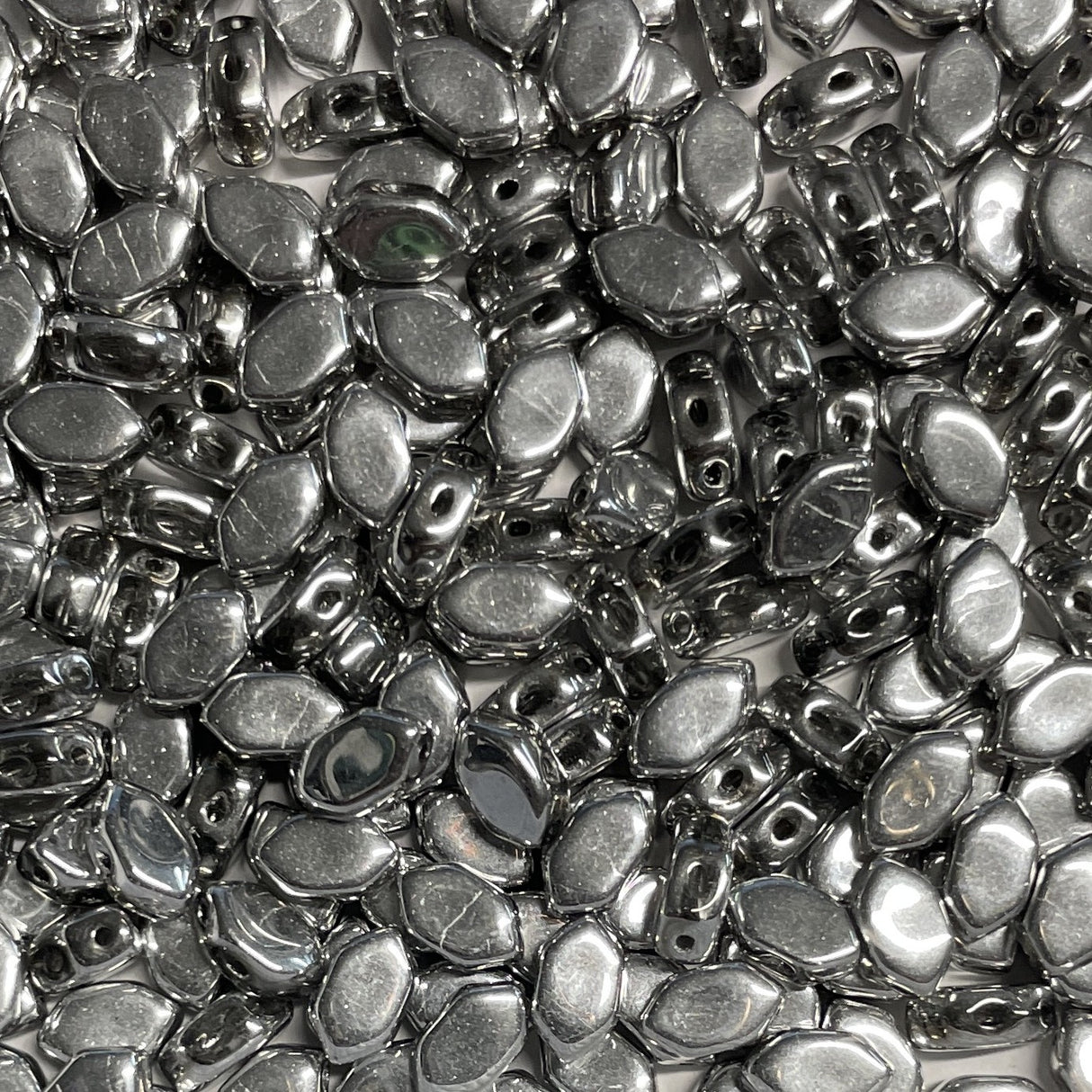 Paros® Par Puca® Argentees, 2-hole beads 7 x 4mm, 60 beads