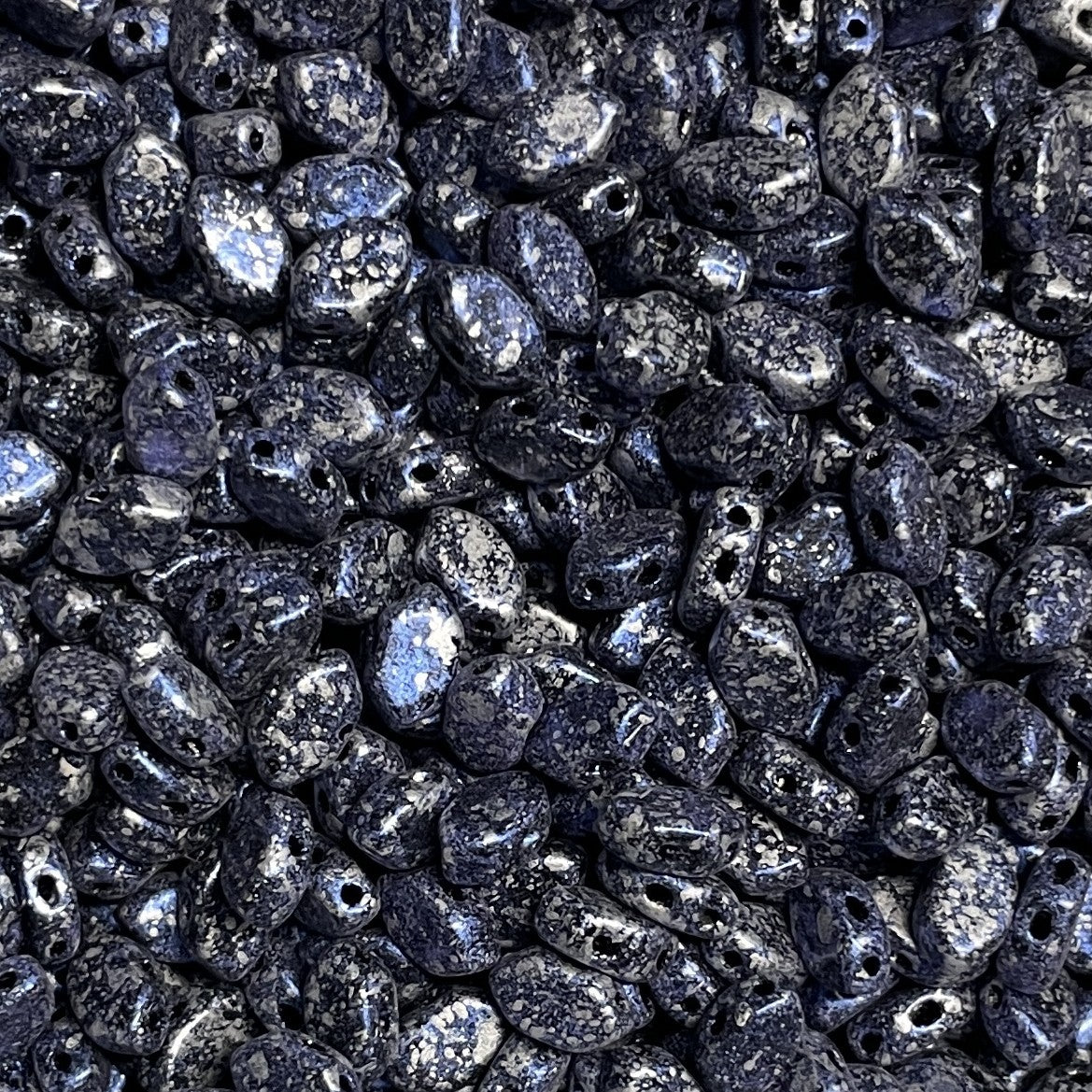 Paros® Par Puca® Tweedy Blue, 2-hole beads 7 x 4mm, 60 beads