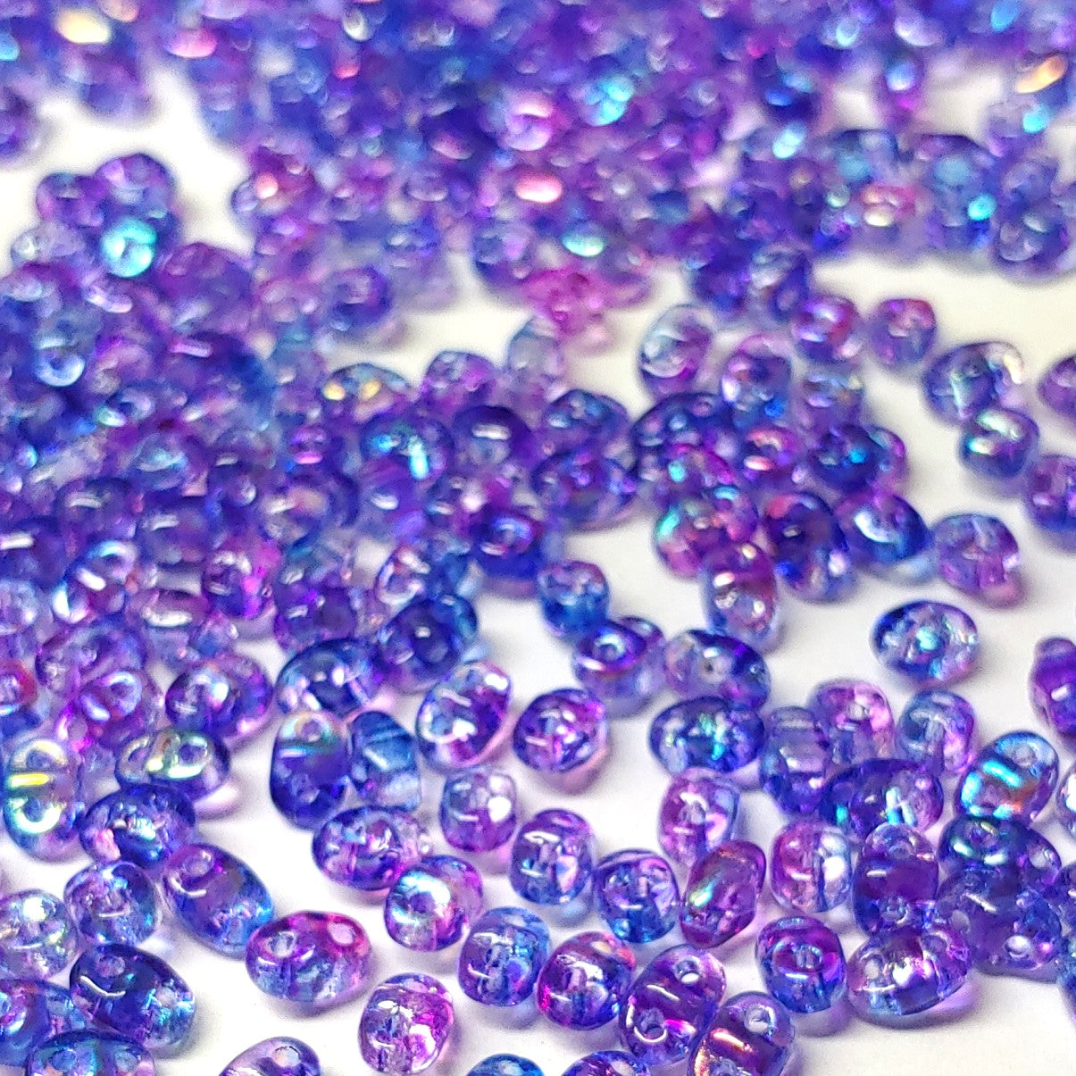 MiniDuo Summer Rainbow Dark Blue, 2-Hole 2x4MM Czech Glass, 00030-48102-8 Grams