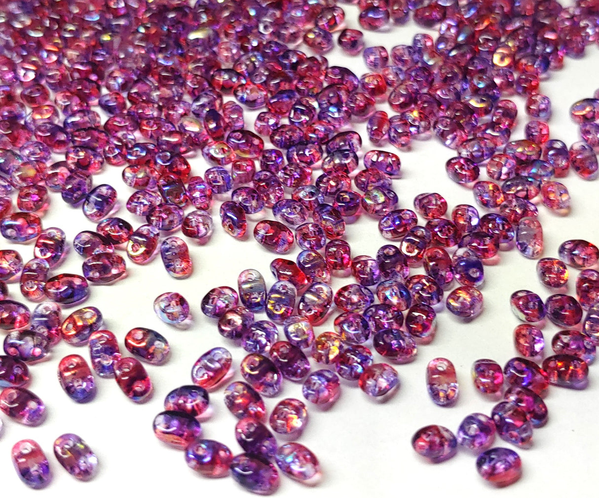 MiniDuo Summer Rainbow Light Violet, 2-Hole 2x4MM Czech Glass, 00030-48114-8 Grams