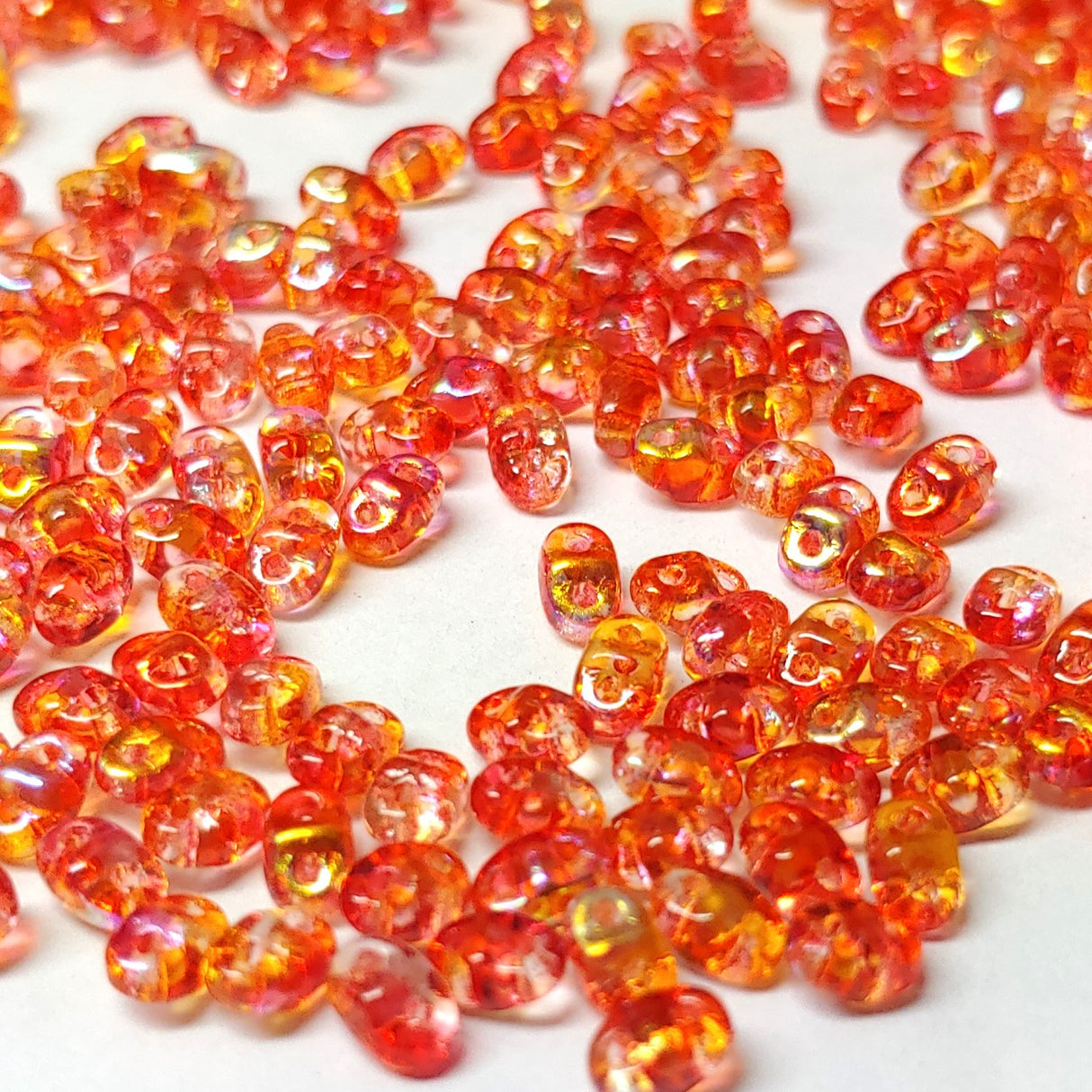 MiniDuo Summer Rainbow Orange, 2-Hole 2x4MM Czech Glass, 00030-48109-8 Grams