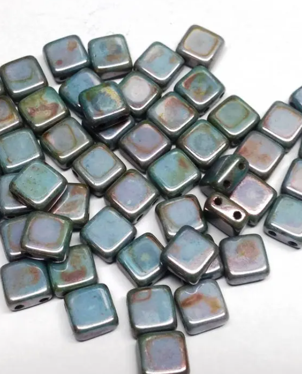 CzechMates Tile Beads Lazure Blue 2 hole 6 mm, Qty 30 beads - 02010/65431