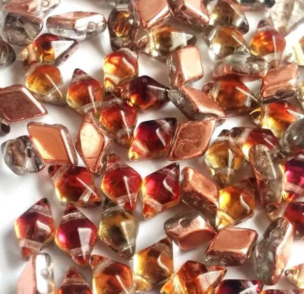 Prismatic DiamonDuo Phoenix Beads, 2-Hole Bead 5X8MM Czech Glass, 59 Beads P27104