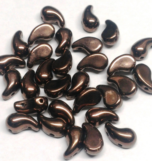 ZoliDuo Bead Left, Jet Bronze Czech Glass 2-hole 5x8 mm, 14415 Qty 30