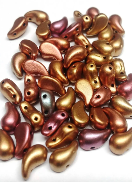 ZoliDuo Bead Right, Metallic Mix Czech Glass 2-hole 5x8 mm, 01610 Qty 32