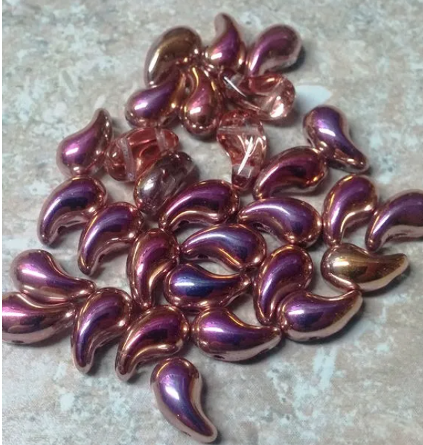 ZoliDuo Bead Right, Crystal Copper Czech Glass 2-hole 5x8 mm, 27137, Qty 21