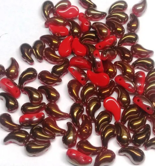 ZoliDuo Bead Right, MIXED COLORS Czech Glass 2-hole 5x8 mm, 28 Beads included