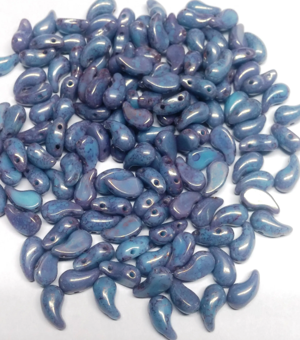 ZoliDuo Bead Right, MIXED COLORS Czech Glass 2-hole 5x8 mm, 73 Beads