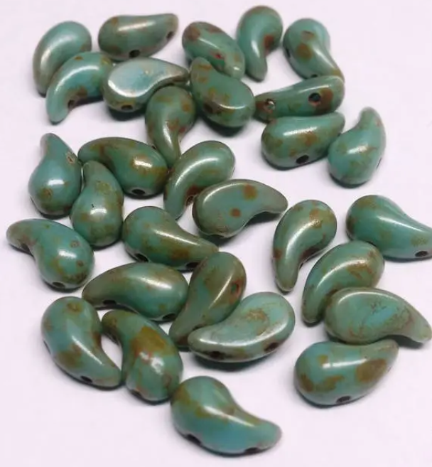 ZoliDuo Bead Right, MIXED COLORS Czech Glass 2-hole 5x8 mm, 73 Beads