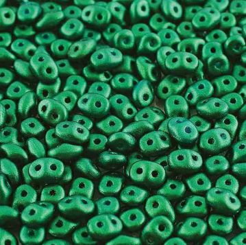 Superduo Gold Shine Dark Green, 2-hole Czech Glass 2.5mm x 5mm, 24105-10 grams