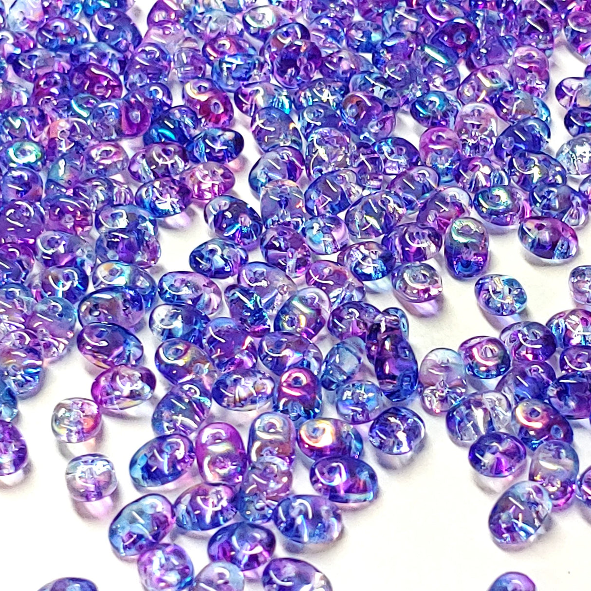Superduo Summer Rainbow Dark Blue, 2.5x5mm Czech Glass Beads