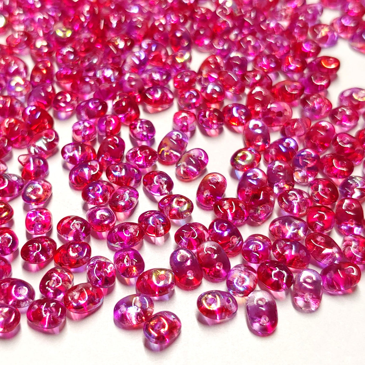 Superduo Summer Rainbow Pink 2.5x5mm Czech Glass