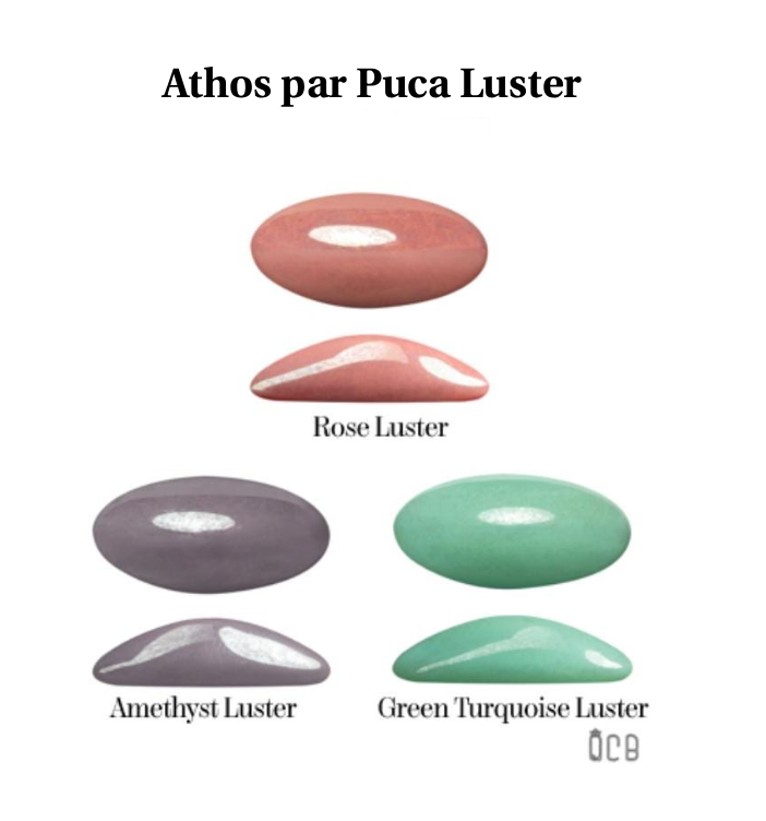 Athos Oval Cabochon - Luster Coating, 20x10MM Czech Beads, Qty 4 Beads per color