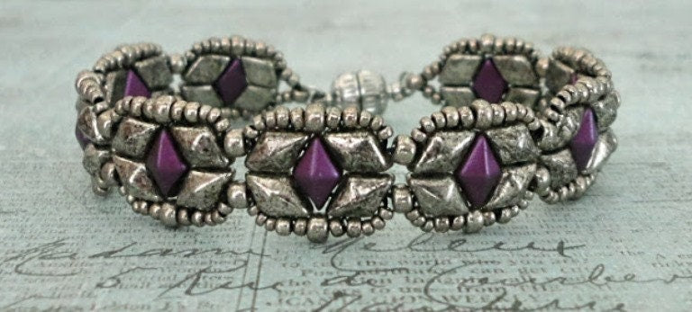 Beaded bracelet featuring 15/0 Duracoat Galvanized Miyuki seed beads in Pewter