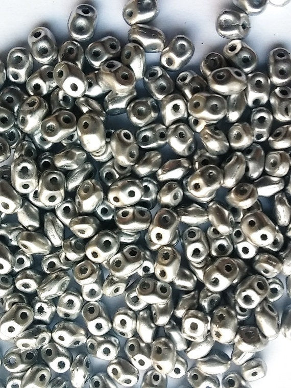 SuperDuo Crystal Bronze Aluminum, Czech Glass 2-hole bead, 2.5x5mm 01700, 10 grams or 20 grams