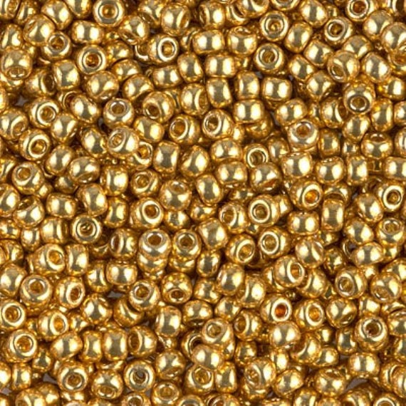8/0 Duracoat Galvanized Miyuki Glass Seed Bead, Gold, 4202