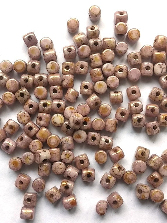 Minos Par Puca Opaque Mix Rose/Gold Luster, 2.5X3MM Czech glass 15695, 5 grams