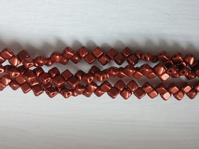 5mm Mini Silky Copper, 2-hole 5mm Czech Glass, 40 beads, 205-00030-01750