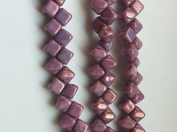5mm Mini Silky Purple Vega, 2 hole 5mm Czech Glass, 40 beads, 02010-15726
