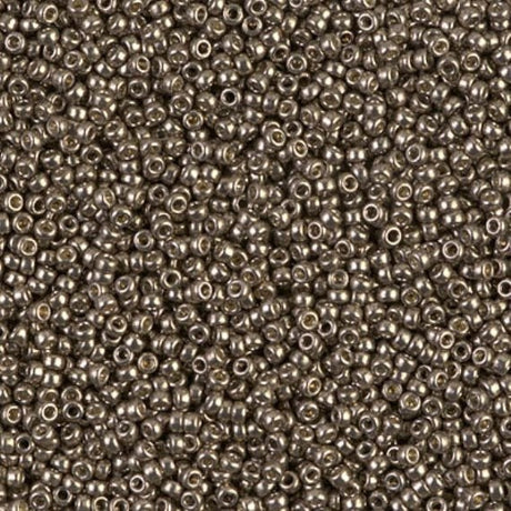 15/0 Duracoat Galvanized Miyuki Glass Seed Bead, Pewter, D4222
