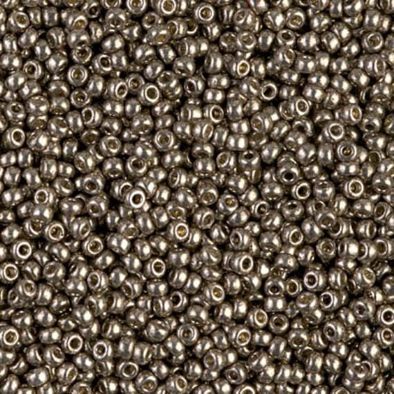 11/0 Duracoat Galvanized Miyuki Glass Seed Bead, Pewter, D4222
