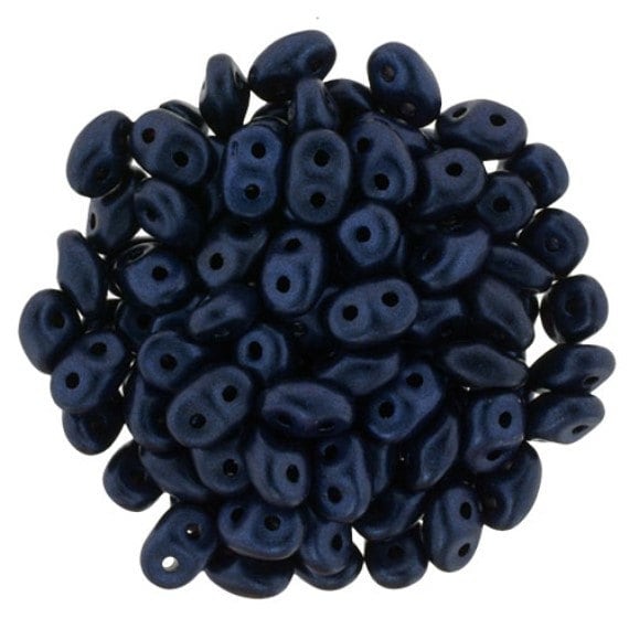 Metallic Suede Dark Blue, SuperDuo, Czech Glass 2-hole bead 2.5x5mm-79032, 10 grams