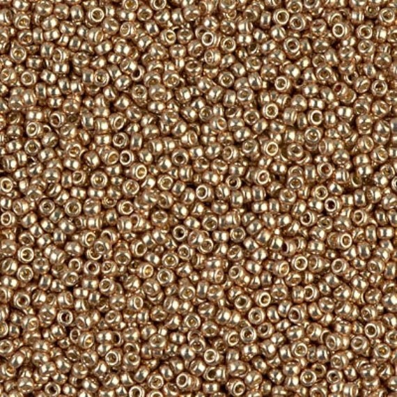 15/0 Duracoat Galvanized Miyuki Seed Beads, Champagne, 4204