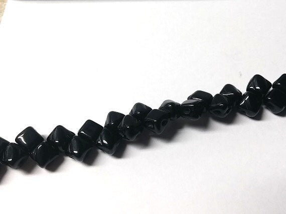 5mm Mini Silky Jet, 2 hole 5mm Czech Glass, 205-23980, 40 beads