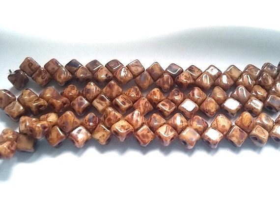 5mm Mini Silky Ivory Travertine, 2 hole 5mm Czech Glass, 40 beads, 205-13010-86800