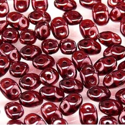 SuperDuo Red Wine, 2-Hole Czech Glass 2.5x5mm, 590080-15726, 10 grams