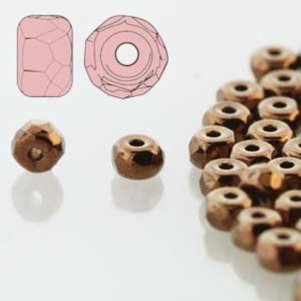 Micro Spacers Dark Bronze, 2x3MM Faceted Czech Glass, 14415-50 Beads