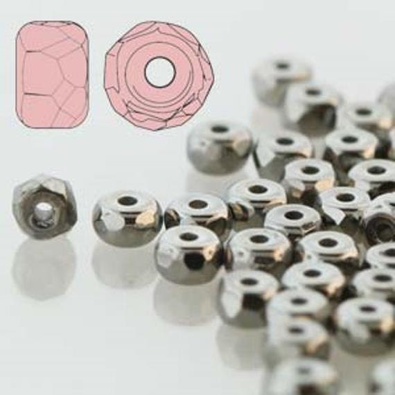 Micro Spacers Chrome, 2x3MM Faceted Czech Glass, 27400-50 Beads