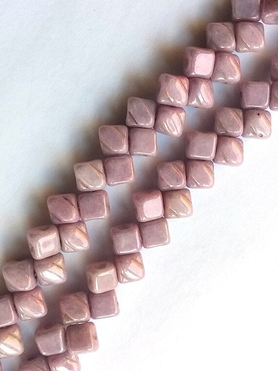 5mm Mini Silky Lilac Luster, 2 hole 5mm Czech Glass, 40 beads, 02010-14494