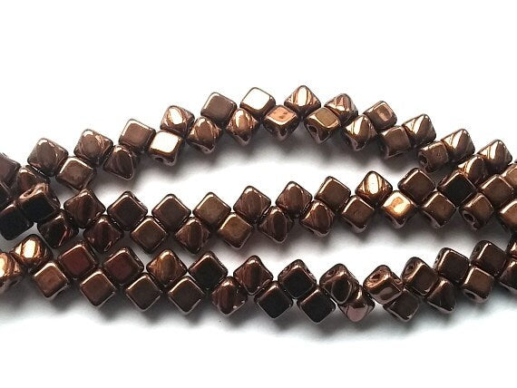5mm Mini Silky Jet Dark Bronze, 2 hole 5mm Czech Glass, 40 beads, 205-23980-14415