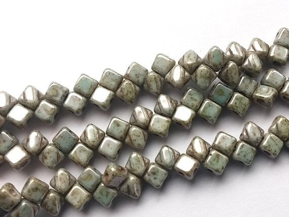 5mm Mini Silky Lazure Blue, 2 hole 5mm Czech Glass, 40 beads, 205-02010-65431