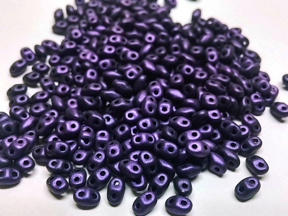 MiniDuo Metallic Suede Purple, 2-Hole 2x4MM Czech Glass, 79021-10 Grams