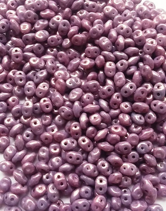 Superduo Vega on Chalk, Czech Glass 2-hole bead 2.5x5mm-15726, 10 grams