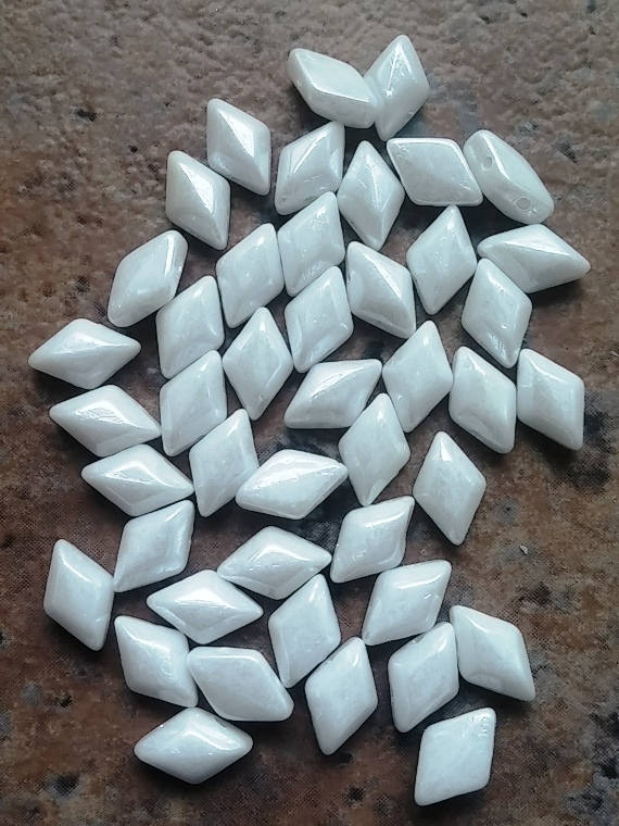 GemDuo Chalk Luster, 2 hole 8x5mm, 50 Beads