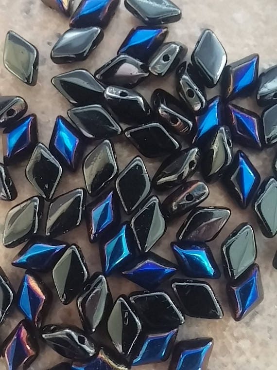 GemDuo Jet Azuro, 2-Hole Czech glass 8x5mm, 22201-50 Beads