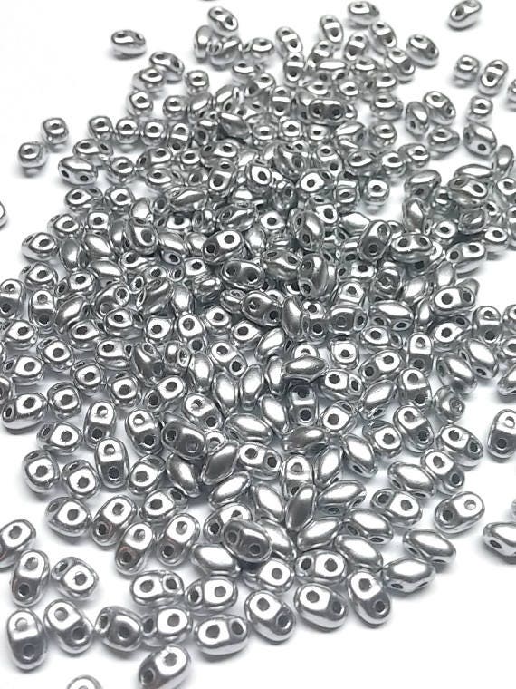 MiniDuo Crystal Bronze Aluminum, 2-Hole 2x4MM Czech Glass, 01700-10 Grams