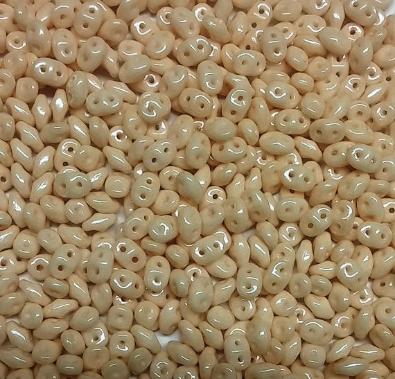 SuperDuo Chalk Orange Luster, Czech Glass 2 hole beads, 2.5x5mm, 10 grams 14413