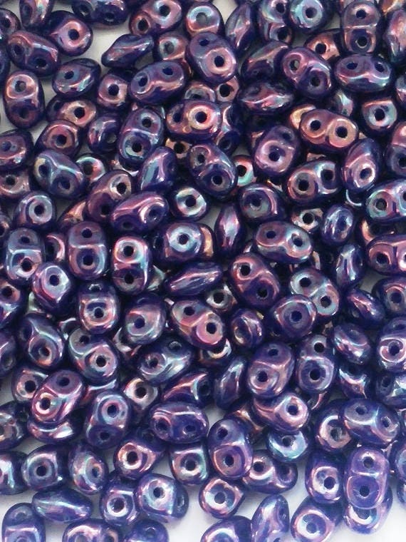 SuperDuo Nebula Royal Blue, 2.5x5mm Czech glass, DU0533050-15001, 10 grams