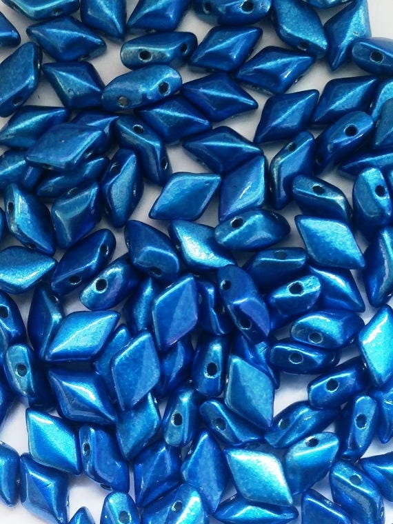 GemDuo Metalust Crown Blue, 2-Hole Matubo Czech beads 8x5mm, 24203 50 Beads