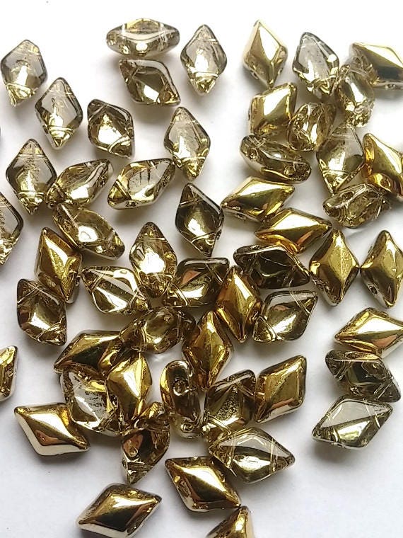 GemDuo Crystal Amber, 2-Hole Matubo Czech beads 8x5mm, 26441, 50 Beads