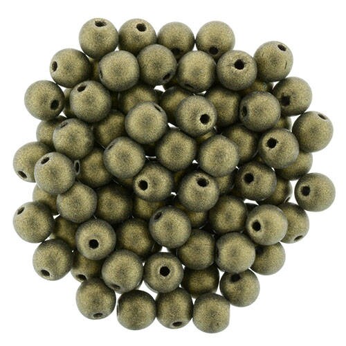 Metallic Suede Gold - 4mm Round Glass Beads, 79080