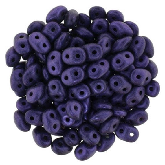 SuperDuo Metallic Suede Purple, Czech Glass 2-hole bead 2.5x5mm-79021, 10 grams