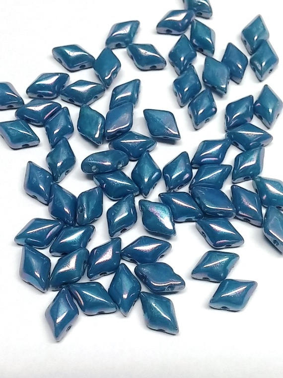 GemDuo Turquoise Blue Nebula, 2-Hole Matubo Czech beads 8x5mm, 8563030-15001 50 Beads